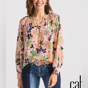 Cabi Island Mod Floral Blouse Top Style 6296 Small